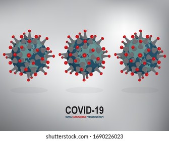 Coronavirus covid 19 on the spheres with world map