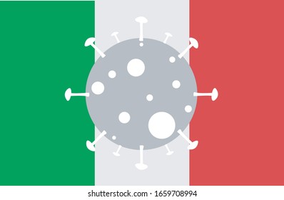 Coronavirus, Covid 19, pandemic, confirmed in Italy. Message flag in vector illustration.
