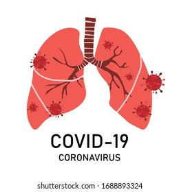 coronavirus diseminado 19 en pulmón. Salud y concepto médico. diseño plano de ilustración vectorial.  aislado de fondo blanco. 