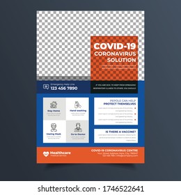 Coronavirus And Covid 19 Virtual Conference Flyer Template Design With A4 Size,Flyer Design For Covid-19 Coronavirus Concept, COVID-19 Dangerous Virus Flyer Poster Brochure Illustration Editable