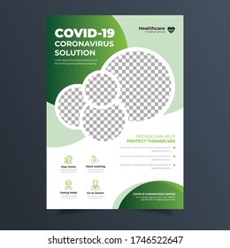 Coronavirus and Covid 19 virtual Conference Flyer Template Design with a4 size,Flyer design for Covid-19 Coronavirus concept, COVID-19 dangerous virus flyer poster brochure illustration Editable