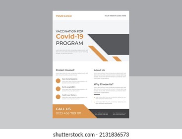 Coronavirus and Covid 19 virtual Conference Flyer Template Design with a4 size, Medical services flyer, covid19 vaccine flyer,