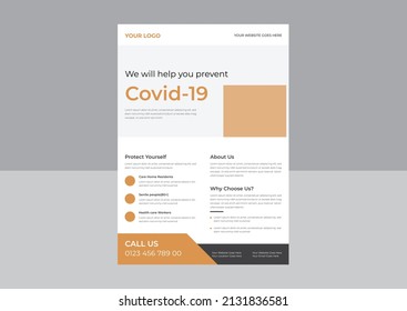 Coronavirus and Covid 19 virtual Conference Flyer Template Design with a4 size, Medical services flyer, covid19 vaccine flyer,