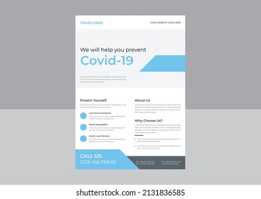 Coronavirus and Covid 19 virtual Conference Flyer Template Design with a4 size, Medical services flyer, covid19 vaccine flyer,