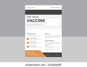 Coronavirus and Covid 19 virtual Conference Flyer Template Design with a4 size, Medical services flyer, covid19 vaccine flyer,