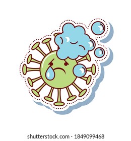 coronavirus covid 19 virus pathogen outbreak disease vector illustration sticker icon