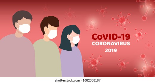 Coronavirus : Cartel de elementos CoVID, mascarilla médica de uso humano es para Proteger del coronavirus. salud y medicina. Novela Coronavirus 2019. Neumonía. Se propaga el brote de virus CoVID-19.