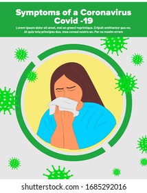 Coronavirus: Covid Infografiken Elemente, Menschen zeigen Coronavirus Symptome Vektorillustration Banner