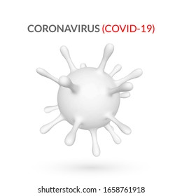 Coronavirus Covid-19, 2019-nKoV. 3d illustration of virus unit. World pandemic concept. Vector illustration.