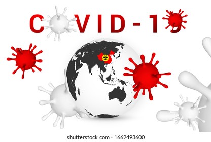 Coronavirus Covid-19, 2019-nKoV. 3d illustration of virus unit. World pandemic concept. Vector illustration.