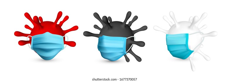 Coronavirus Covid-19, 2019-nKoV. Illustration of virus unit medical mask. World pandemic concept. Vector illustration.