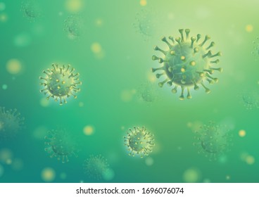 Coronavirus Covid-19 3d Green Virus Background