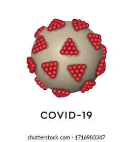 Coronavirus Covid-19 3d icon rendering. Microscopic corona virus cell vector.