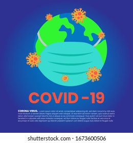 Coronavirus (COVID-19) Attention Banner World. World/earth put mask to fight against Corona virus. No Infection and Stop Coronavirus Concepts. Dangerous Coronavirus Cell in China, Wuhan.