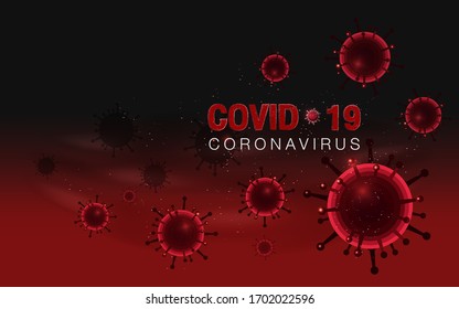 Coronavirus covid-19 background with text design on red background