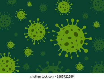 Vector de fondo Coronavirus COVID-19. Nuevo coronavirus 2019-nCoV. Virus Corona en Wuhan. vector de fondo verde del concepto de brote de enfermedad de Coronavirus.
