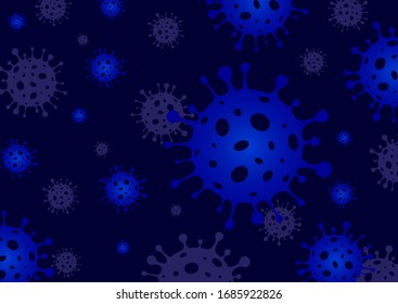 Coronavirus COVID-19 background vector. Novel coronavirus 2019-nCoV. Corona Virus in Wuhan.Blue Background vector of Coronavirus disease outbreak concept.