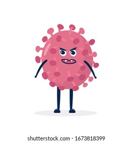 Coronavirus - COVID-19 Bacteria Vektorillustration Symbol. Angry Cartoon-Virus-Zeichen 2019-nCoV Zeichen.