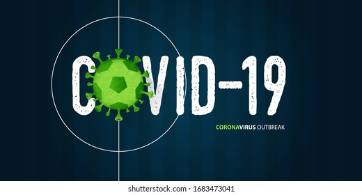 Coronavirus or covid-19 banner in football or soccer in coronavirus outbreak of a pandemic disease concept. Banner template design for headline news. The crisis of covid-19 disease on sports. Vector.