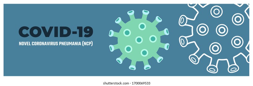 Coronavirus, Covid-19 banner template. Virus Covid 19-NCP, 2019-nCoV. Stop COVID-19, influenza virus disease. Flu outbreak and pandemic. 