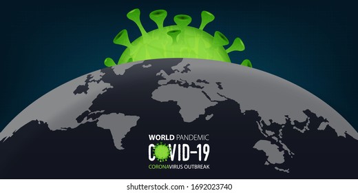 Coronavirus or covid-19 banner in world outbreak of a pandemic disease concept. Banner template design for headline news. Grid abstract background. Vector illustration.