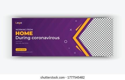 Coronavirus or COVID-19 campaign for social media banner template. Stay Safe Social Media Post Template, Corona virus campaign banner, Medical social media post, Editable banner. Social Media Cover