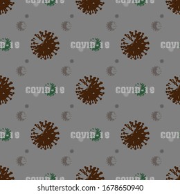 Coronavirus COVID-19 cells seamless pattern vector illustration. Virus bacteria background