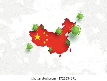 Coronavirus Covid-19 China Flag Map Illustration