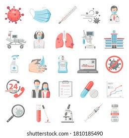 Coronavirus Covid-19 Color Icon Set