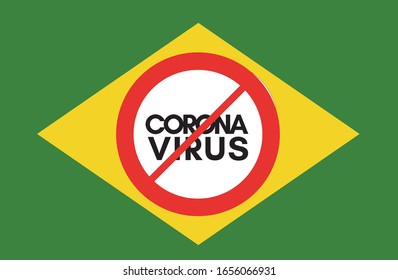 Coronavirus, Covid-19 confirmado no Brasil (Coronavirus, Covid-19, confirmed in Brazil in portuguese) vector illustration flag.