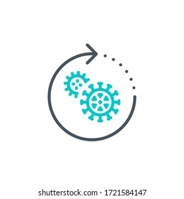 Coronavirus Covid19 disease pandemic single line icon isolated on white background. Perfect outline symbol illness virus banner. Quality design element medicine vaccine pneumonia with editable Stroke.