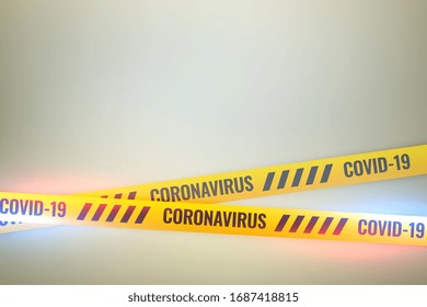 coronavirus covid-19 do not cross yellow tape background