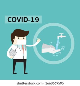 Coronavirus (COVID-19)  Doctor explain Infographics wash hands