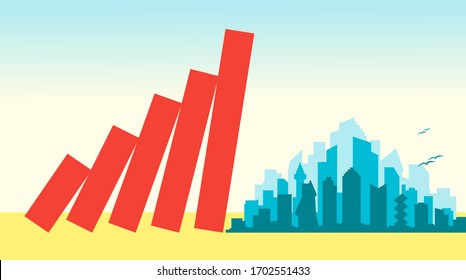 Coronavirus COVID-19 Economy Impact to World Global Financial Crisis, Recession and Great Economic Depression & Company Corporation Unemployment Illustration. Can be Used for Web, Infographic & print.