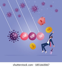 Coronavirus COVID-19 Economy Impact to World Global Financial Crisis, Recession and Great Economic Depression in Wrecking Demolition