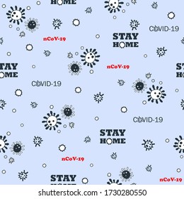 Coronavirus COVID-19 epidemic boom. Blue vector medicine seamless pattern