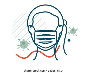 Coronavirus - covid-19 - Facemask Protection - Icon as EPS 10 File