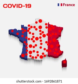 Coronavirus (COVID-19).  Coronavirus France Map, 