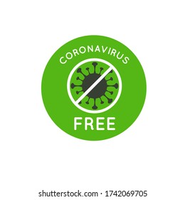 Coronavirus, covid-19 free area, zone label, emblem. Disiase free sign, symbol. Coronavirus outbreak stop icon
