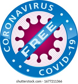 Coronavirus COVID-19 FREE badge. Virusfree vector icon.
