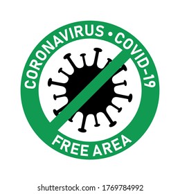 Coronavirus covid-19 free zone, area. Disease free zone sign, symbol. Stop covid-19 icon. Vector illustration isolated on white background for templates, banners, stickers.