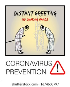 Coronavirus COVID-19 funny comic style poster. Important tip. Prevention concept. Hygiene Related Vector illustrated artwork for CORONAVIRUS avoiding. Editable Stroke.
