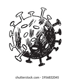 Coronavirus, Covid-19, ilustración vectorial dibujada a mano	
