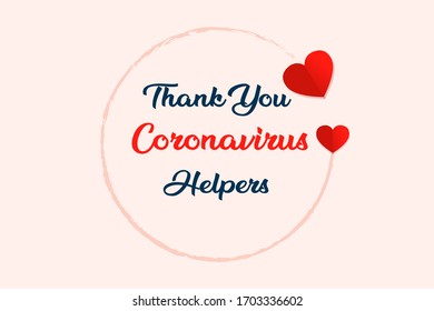 Coronavirus (COVID-19) helpers greetings with heart  template vector