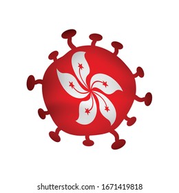 Coronavirus, Covid-19 with Hongkong flag vector, Disease crisis.