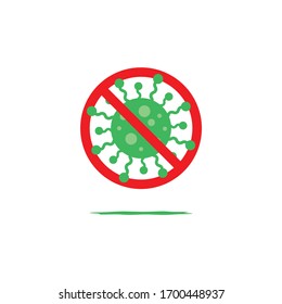 The coronavirus COVID-19 icon indicates protection or warning on a white background. Illustration isolated vector