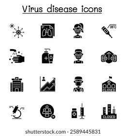 Coronavirus, Covid-19 icon set in glyph style