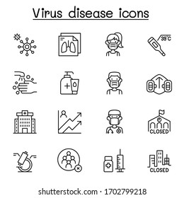 Coronavirus, Covid-19 icon set in thin line style