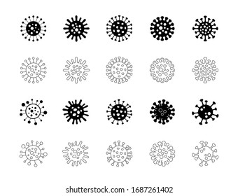 Coronavirus Covid-19 Icon Symbols Black and Outline