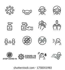 Coronavirus and Covid19 Icons set,Vector